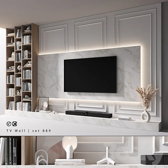 TV Wall | set 889 3DS Max Model