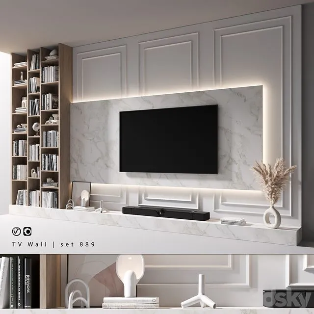 TV Wall set 889 3dsMax Model