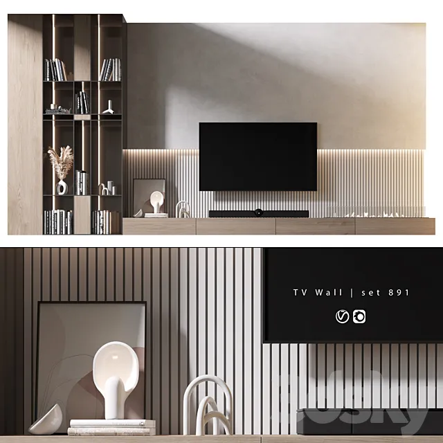 TV Wall | set 891 3ds Max