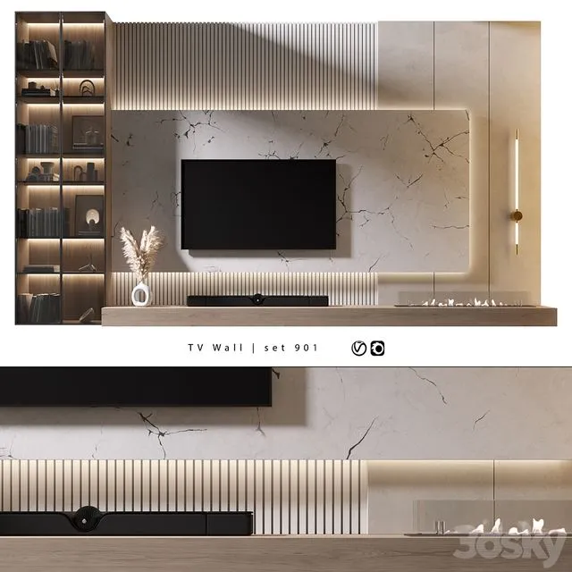 TV Wall set 901 3dsMax Model