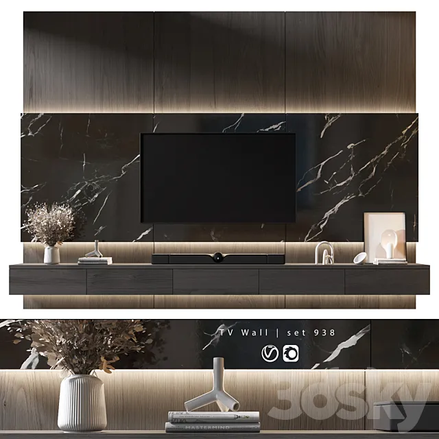 TV Wall | set 938 3ds Max