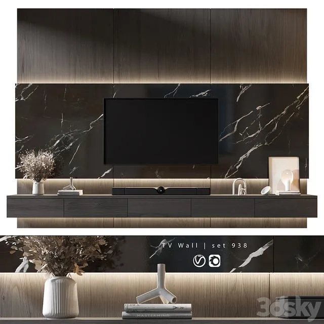 TV Wall set 938 3dsMax Model