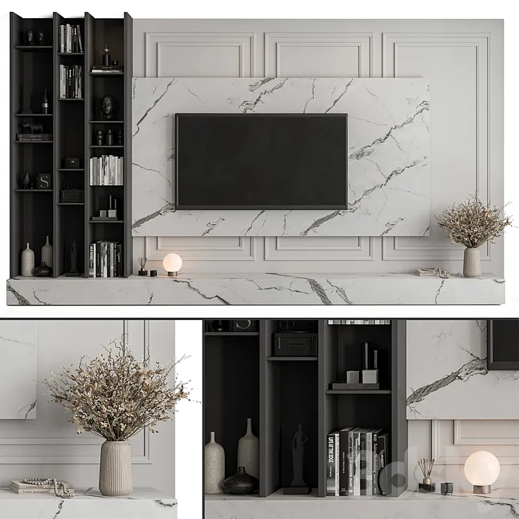 TV Wall Stone and Plaster – Set 58 3DS Max Model