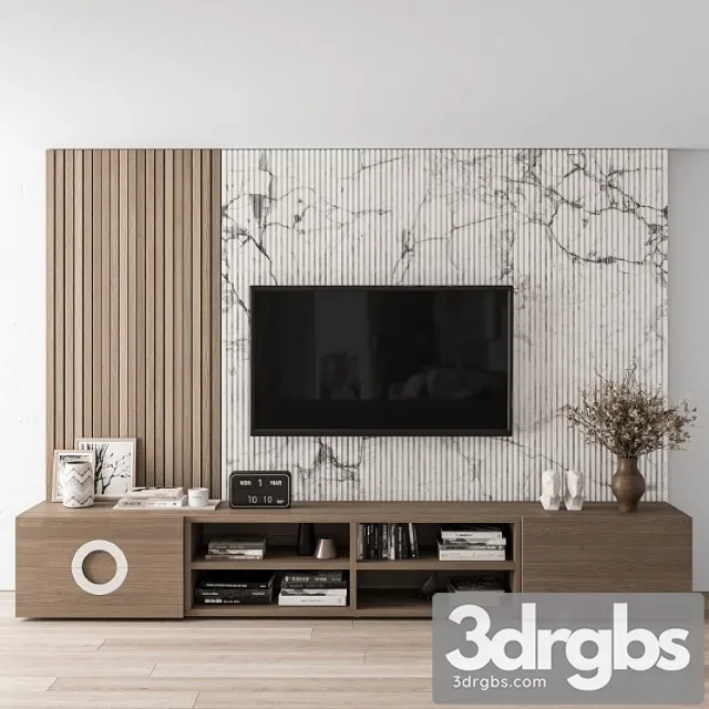 Tv wall stone and wood – set 16