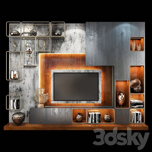 TV Wall Units set 06 3DSMax File