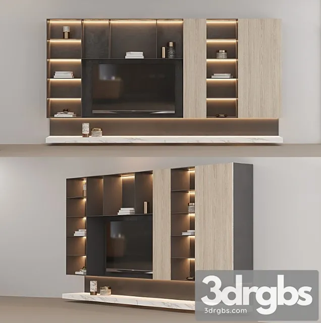 Tv Wall With Bookcase Custom Made 3dsmax Download