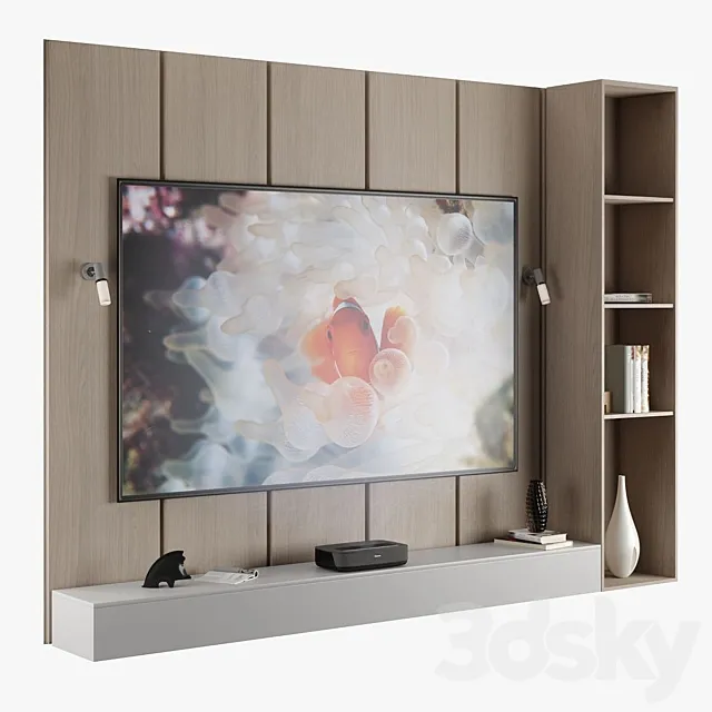 TV Wall with Hisense Laser Projector 3DS Max Model