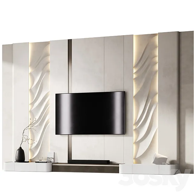 TV wall with soundbar 002 3ds Max