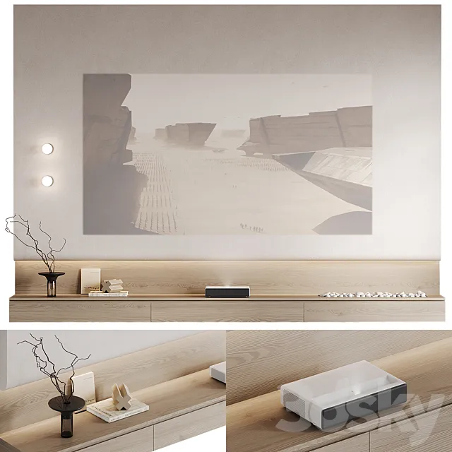 TV wall with Xiaomi laser projector 3DS Max Model