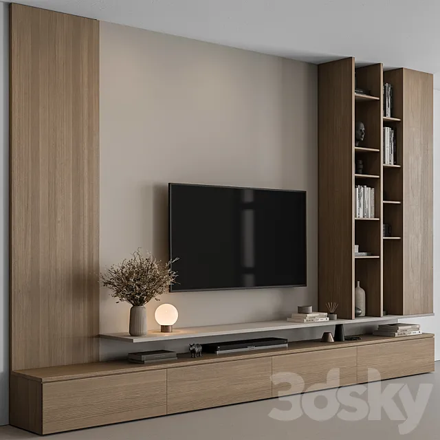 TV Wall Wooden – Set 107 3DS Max Model