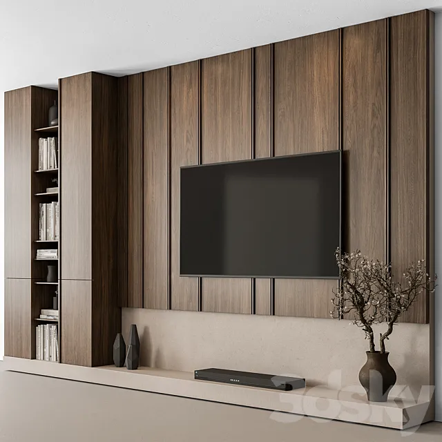 TV Wall Wooden – Set 110 3DS Max Model