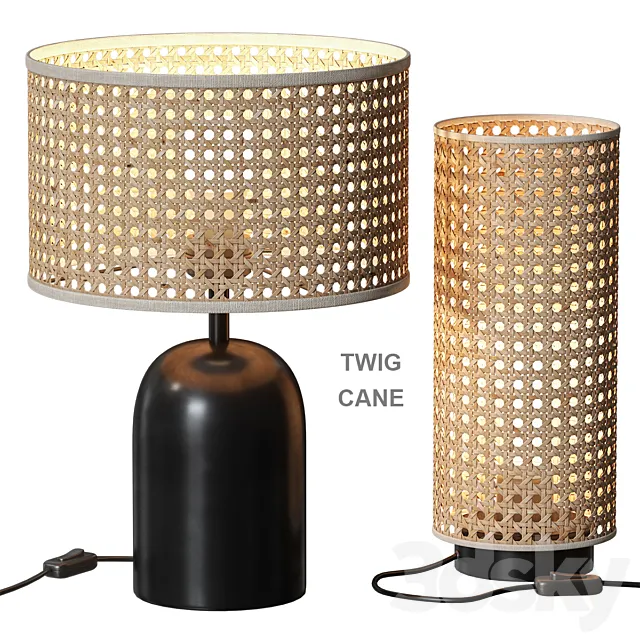 Twig _ Cane Table Lamp with Rattan Keria 3DSMax File