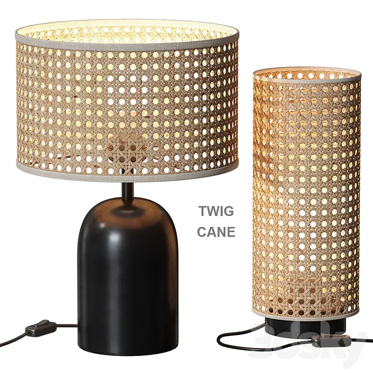 Twig \/ Cane Table Lamp with Rattan Keria 3DS Max