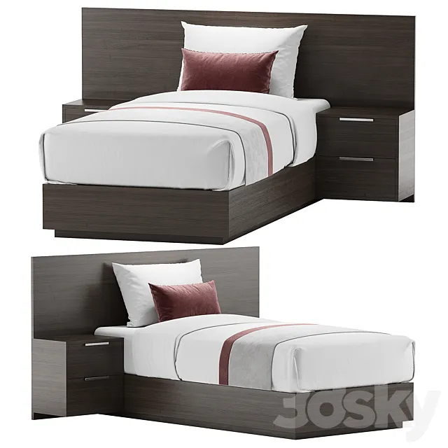 Twin bed for hotel room 1 3ds Max