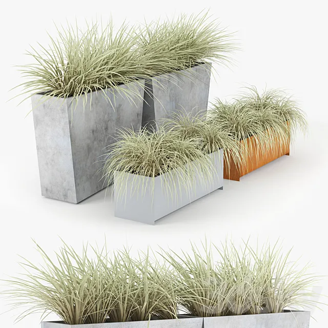 Twista Contemporary Modern Outdoor Planter Pot Grass 3DS Max Model