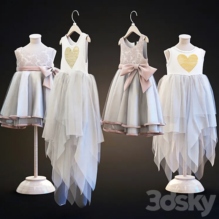 Two children's dresses 3DS Max