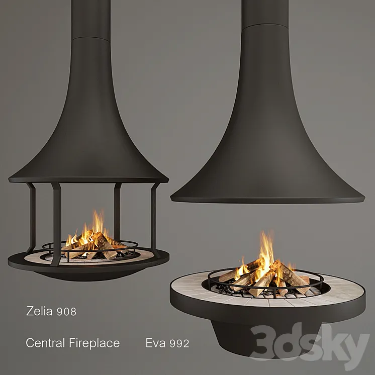 Two Fireplaces Zelia 908 and Eva 992 3DS Max