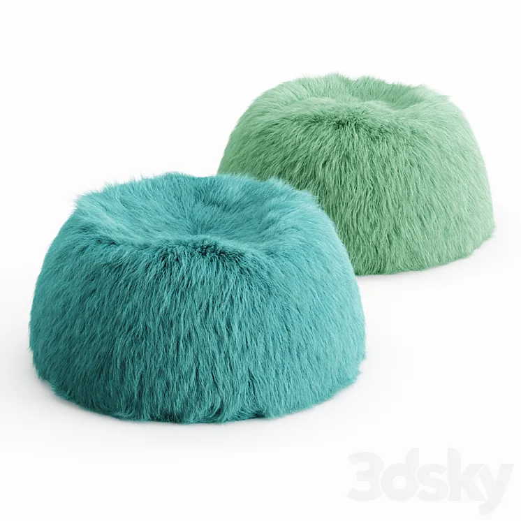 Two Himalayan Faux-Fur Beanbag 3DS Max