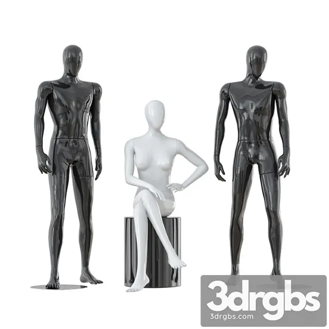 Two Male and One Female Faceless Mannequins 30 3dsmax Download