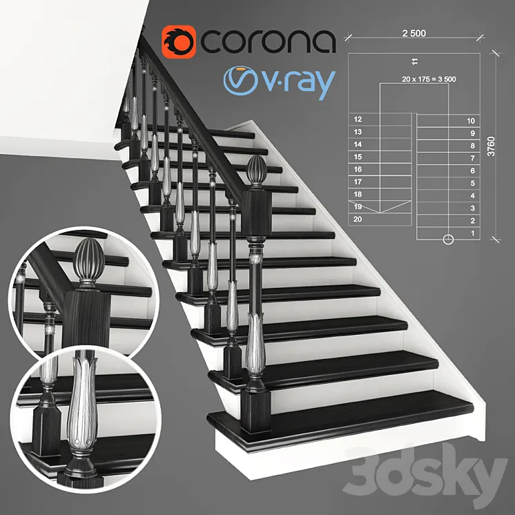 Two-staircase 1 version 3DS Max