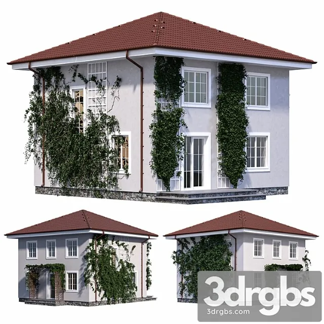 Two-storey house with ivy 3dsmax Download