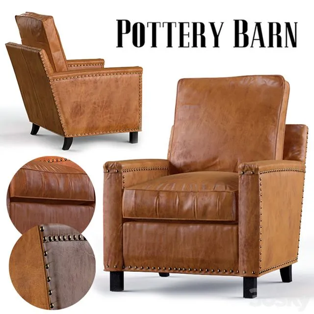 Tyler Leather Armchair Pottery Barn 3dsMax Model