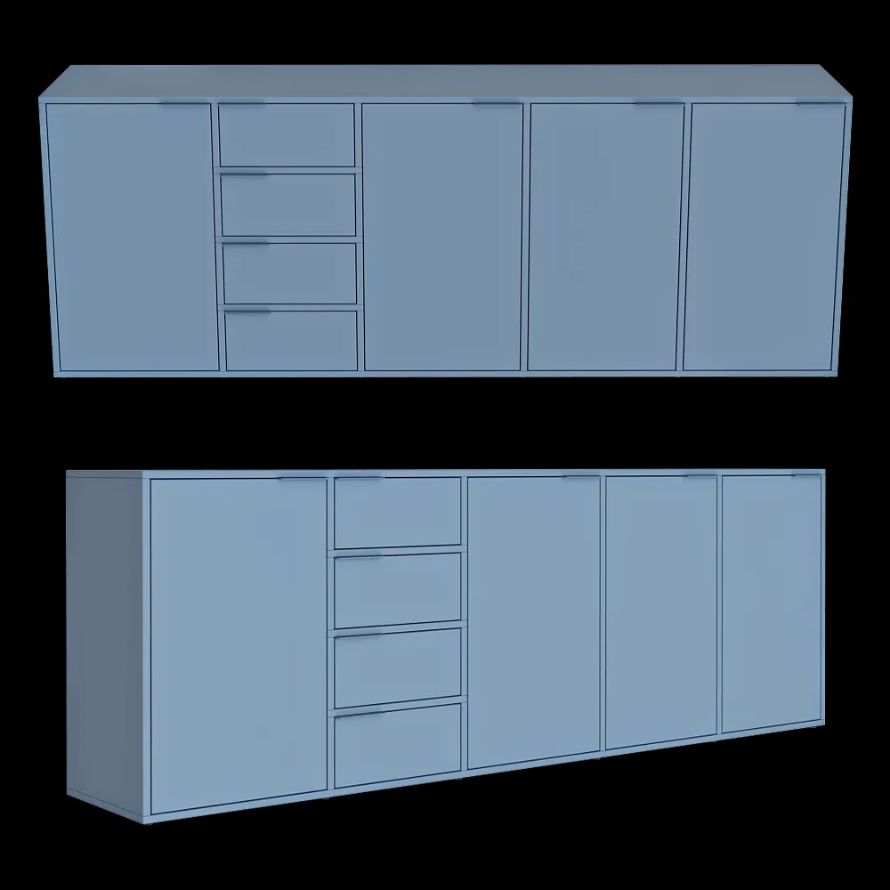 Tylko – Sideboard in sky blue with doors and drawers 3ds Max