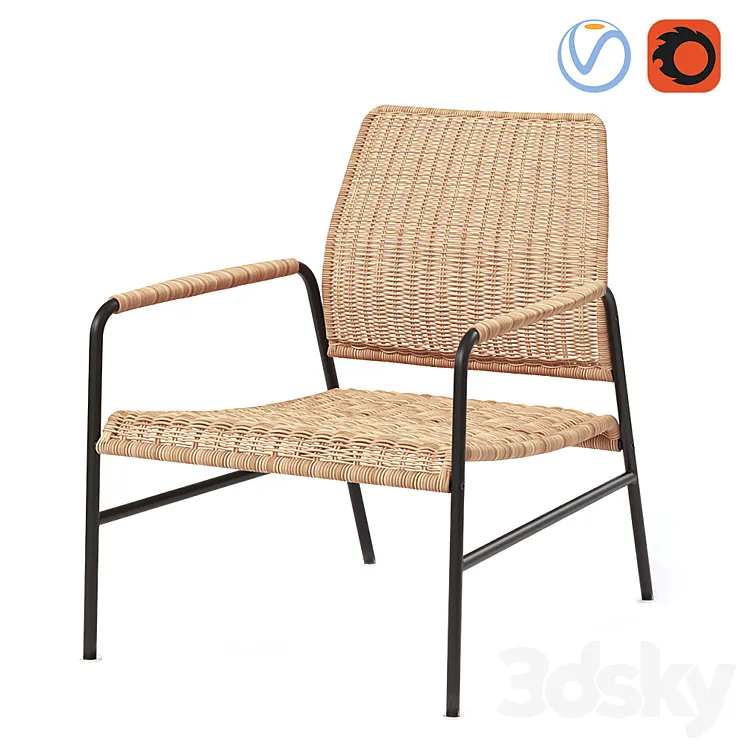 ULRIKSBERG Anthracite rattan chair 3DS Max