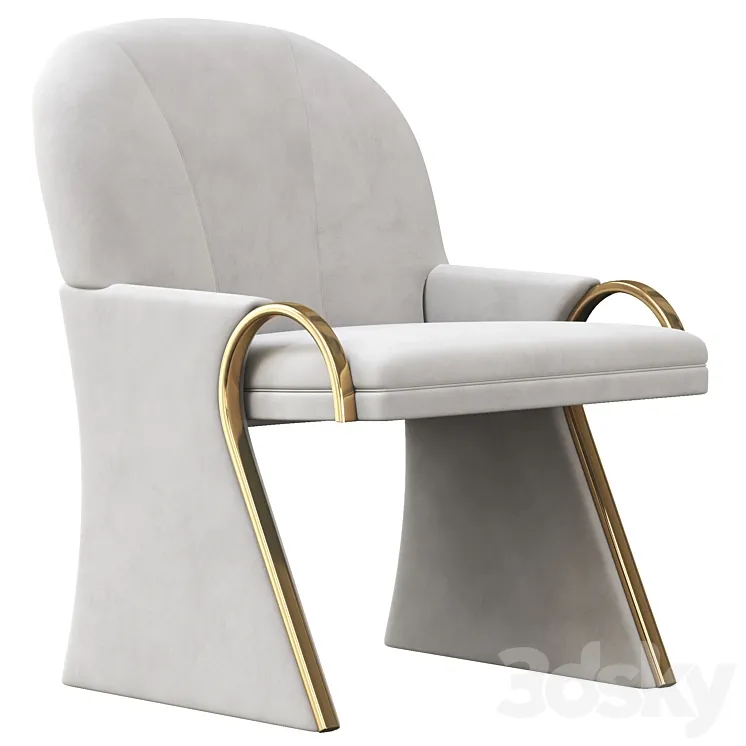 Uncommon Brass and Upholstered Art Deco Revival Lounge Chairs 3DS Max Model