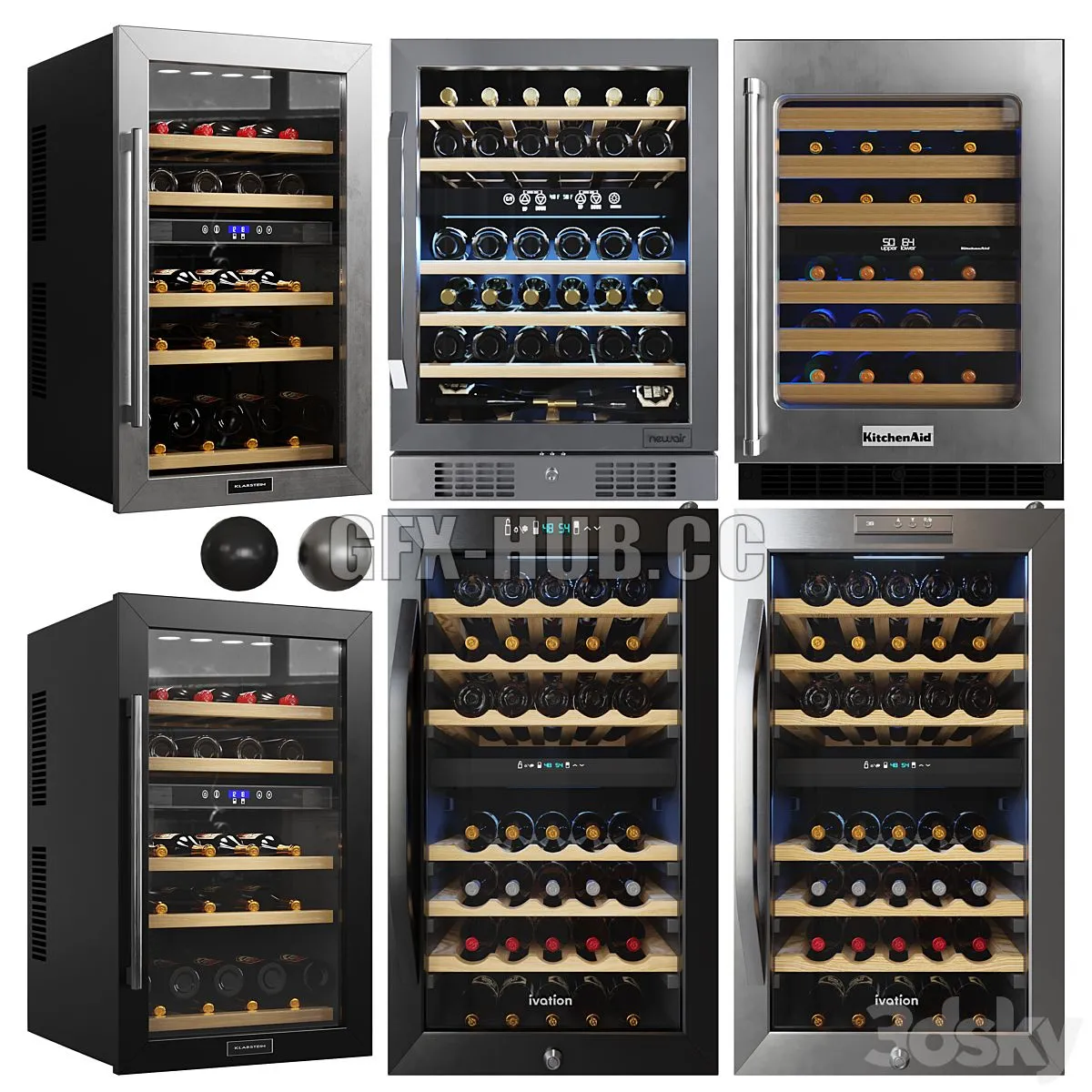 Under Counter Wine Fridges Collection 3dsMax Model