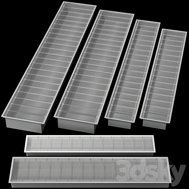 Underfloor recessed convector heating radiator 3ds Max