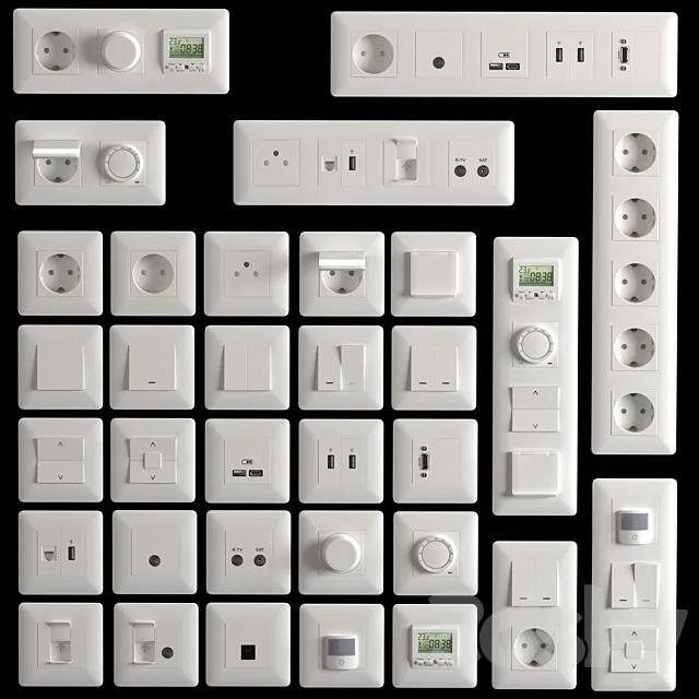 UNICA NEW Schneider Electric socket set 3DS Max Model