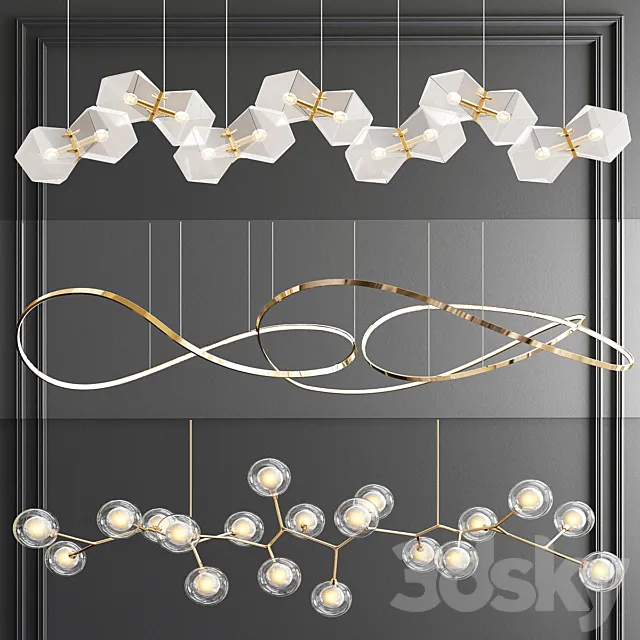Unique Linear Chandelier – 3 type 3DSMax File
