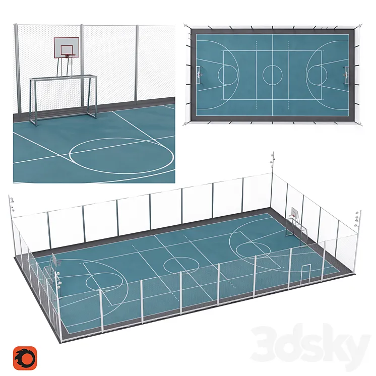 Universal fenced sports ground 3DS Max