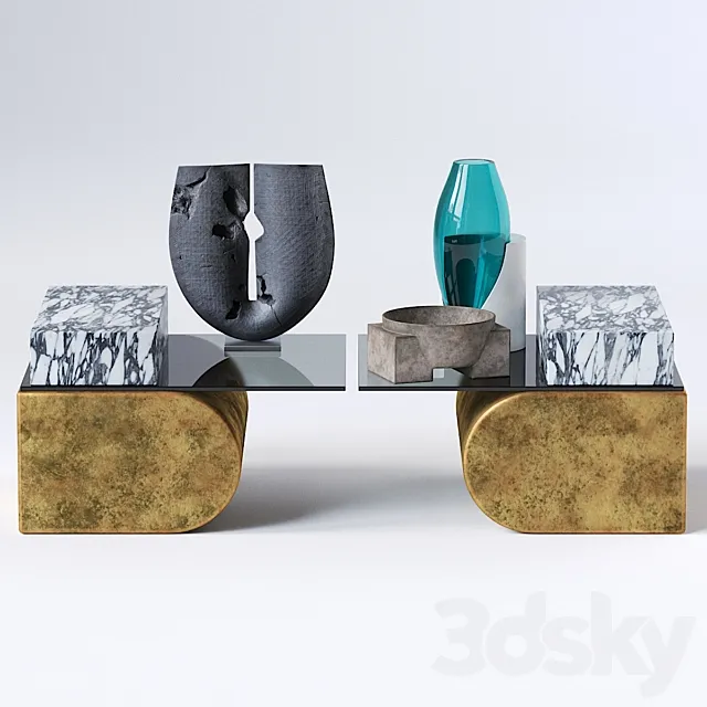 UNSETTLED CANTILEVER TABLE and Decor set 3ds Max