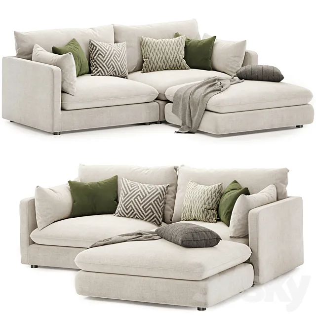 unwind 3 piece reversible sectional sofa 3ds Max
