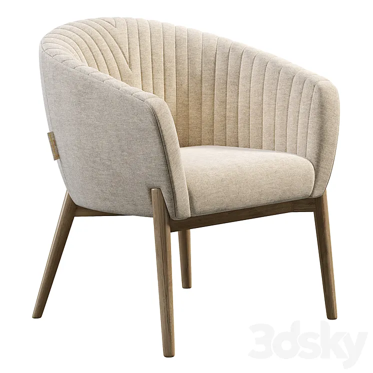 Upholstered Armchair with Channeled Back 3DS Max