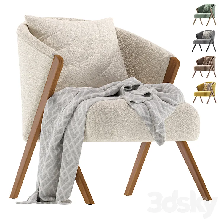 Upholstered Boucle Armchair Zara Home 3DS Max