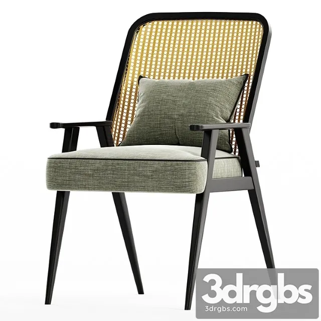 Upholstered cane back armchair