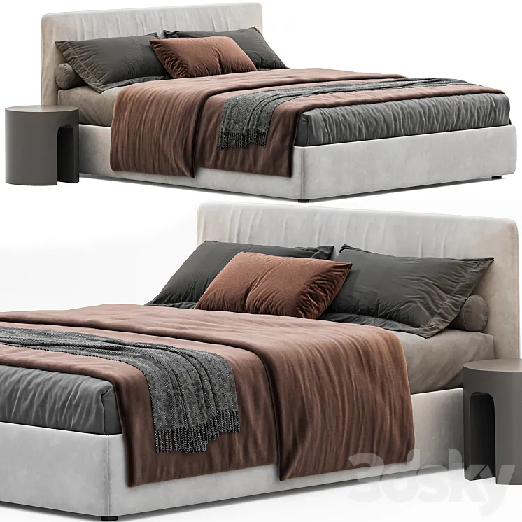 Upholstered Double Bed_bolzan Letti 3DS Max