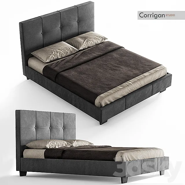 Upholstered Platform Bed Corrigan Studio 3DS Max Model