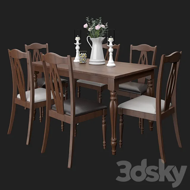 Upsala table and chairs 3DS Max Model