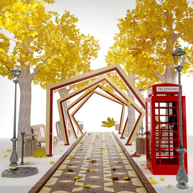 Urban environment (autumn Park) 3dsMax Model