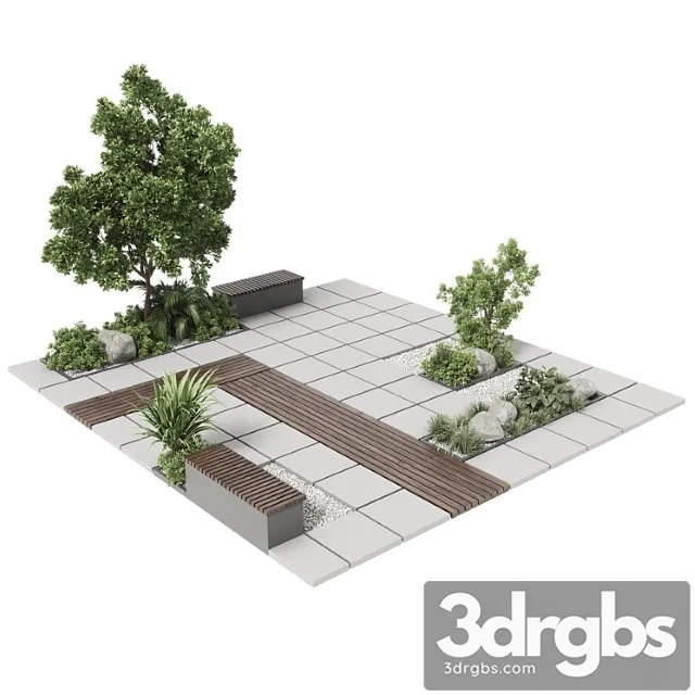 Urban environment – urban furniture – green benches with plants 30 corona 3dsmax Download