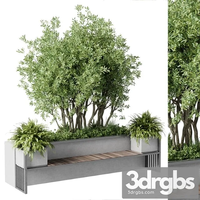 Urban Environment Urban Furniture Green Benches With Tree 41 3dsmax Download