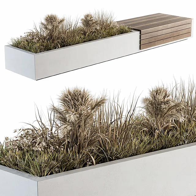 Urban Furniture _ Architecture Bench with Plants 07 3DSMax File