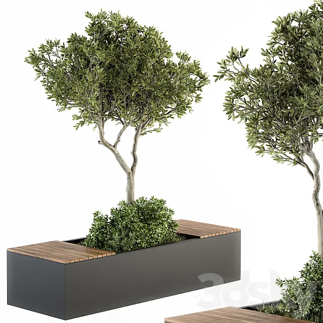 Urban Furniture _ Architecture Bench with Plants- Set 23 3DSMax File