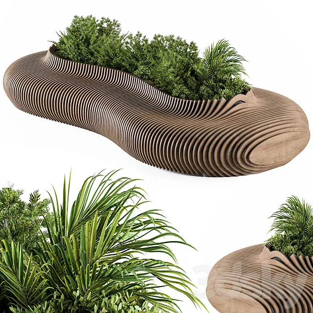 Urban Furniture _ Parametric Bench with Plants- Set 22 3DS Max Model