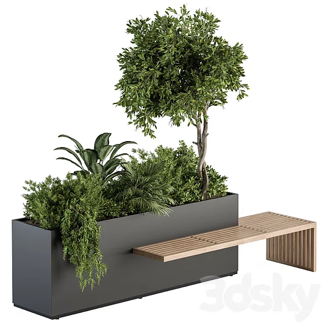 Urban Furniture _ Plant Box with Bench – Set 28 3DSMax File