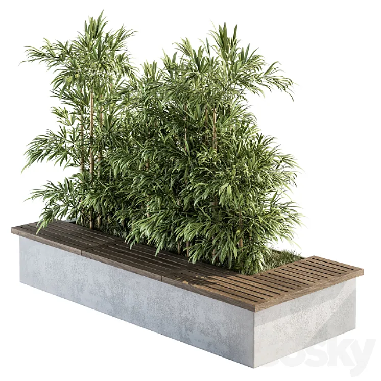 Urban Furniture \/ Architecture Bench with Plants- Set 11 3DS Max